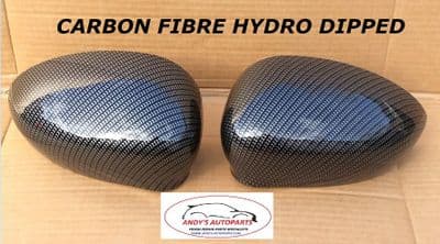 Fiat 500 2007 Onwards Pair Wing Mirror Covers Carbon Fibre Hydro Dipped