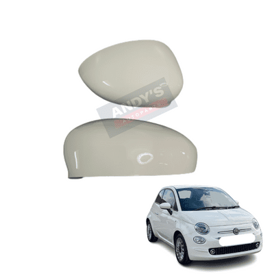 Fiat 500 2007 Onwards Wing Mirror Cover Pair In Bianco White Colour Code 268