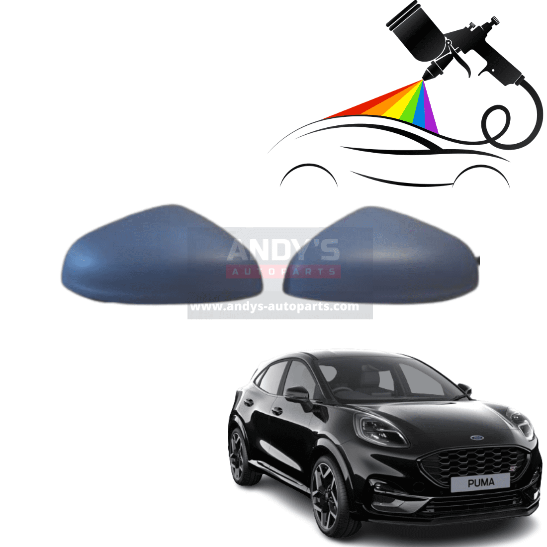 Ford Puma 2019 Onwards Pair Of Wing Mirror Covers Painted To Colour Of