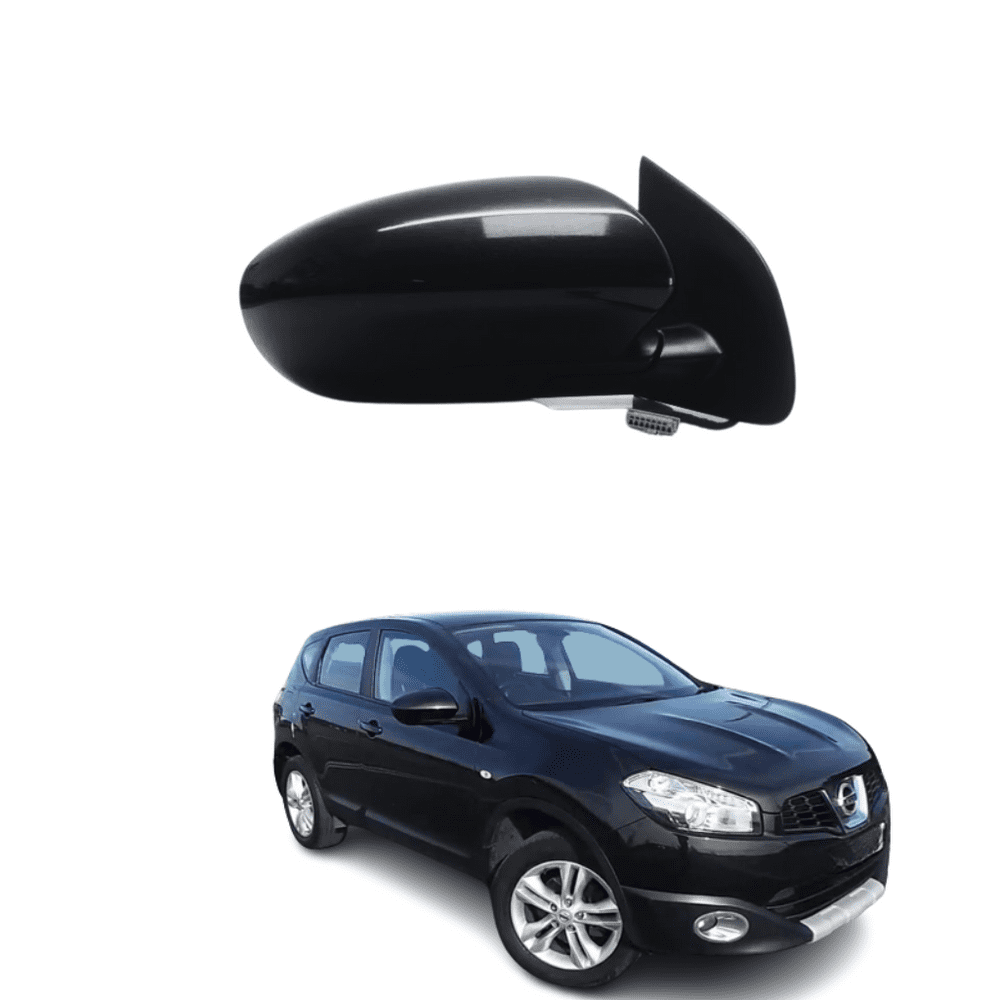 Nissan Qashqai 07 2014 Wing Mirror Electric adjustment Power Folding In Gloss Black