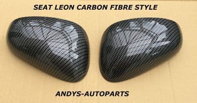 Seat Leon 2005 - 2009 Wing Mirror Cover Pair L/H & R/H In Carbon Fibre Style