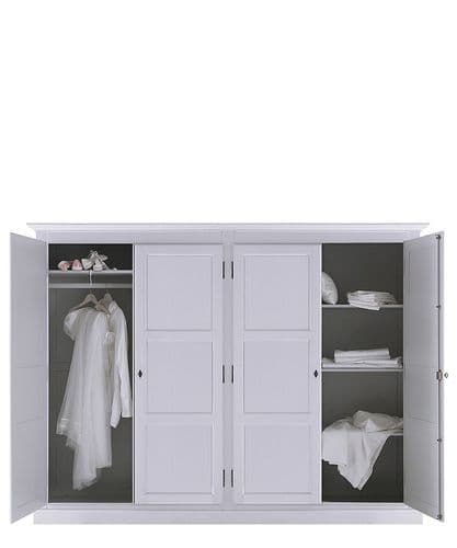 4 door Wainscott traditional armoire wardrobe - primed or painted