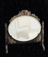 Rare Antique Barbola Tilting Mirror | Original Wooden Stand | Angel & Boho