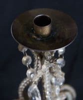 Antiqued crystal beaded candlestick
