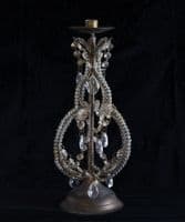Antiqued crystal beaded candlestick