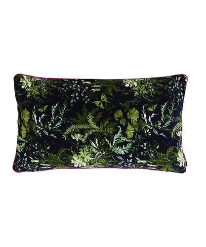 Arcadian Woods green 30 x 50 velvet cushion