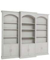 Arched top triple breakfront bookcase