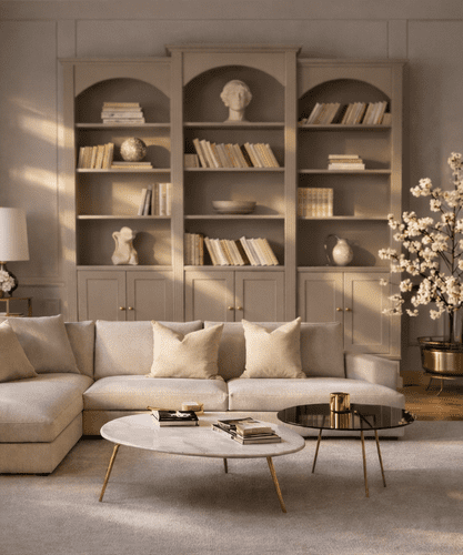 Arched top triple breakfront bookcase
