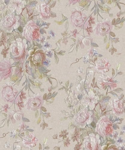 Aubusson Floral/ multi heavy linen mix by the metre