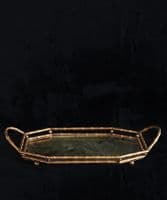 Bamboo frame eglomisé floral tray - SOLD