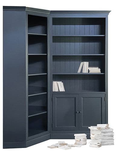Blue  two-part corner bookcase - SOLD