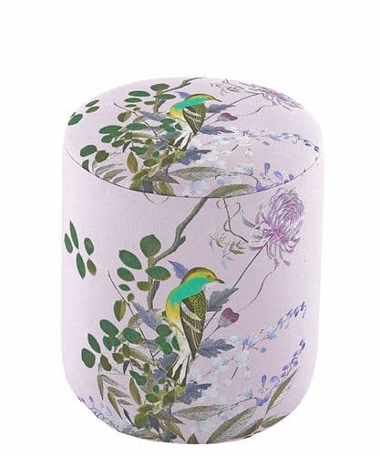 Boho&Co Jardin des Oiseaux linen drum stool - Lilas
