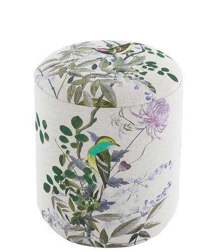 Boho&Co Jardin des Oiseaux linen drum stool - Natural