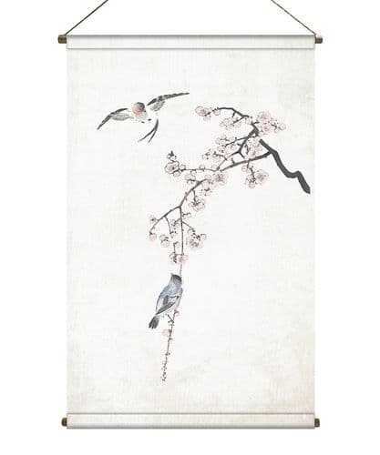 BohoandCo Blossom with Birds wallhanging - natural antiqued