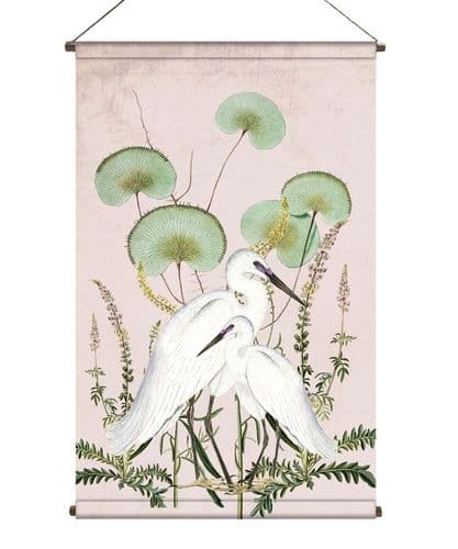 BohoandCo White Egrets wallhanging - vintage blush