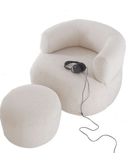 Bouclé chair and footstool