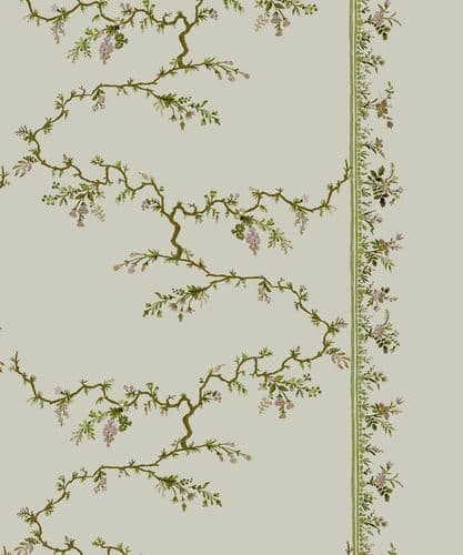 Broderie Vignes velvet - Green/Lilas
