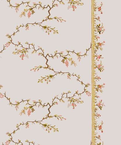 Broderie Vignes velvet - Natural/Coral