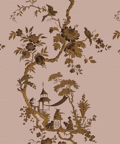 Chinoiserie Grande - Blush Beige/Gold velvet