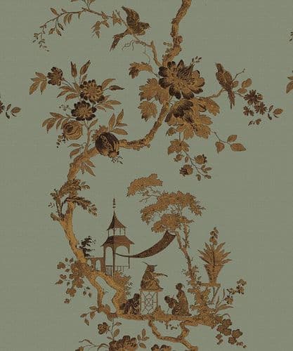 Chinoiserie Grande - Celadon/Gold velvet