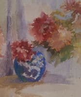 Chrysanths in ginger jar - SOLD