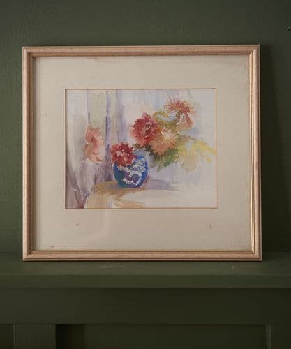 Chrysanths in ginger jar - SOLD