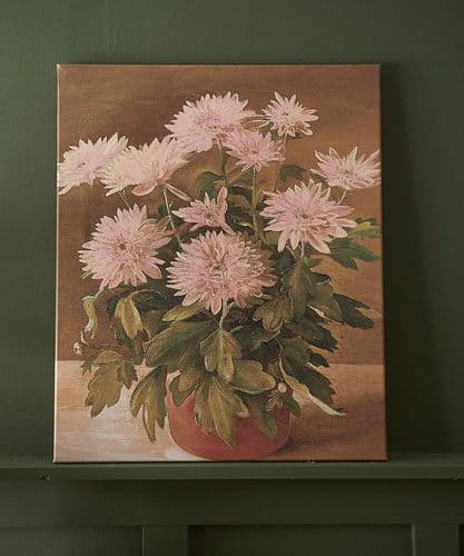 Chrysanths in pot - faux oil on canvas
