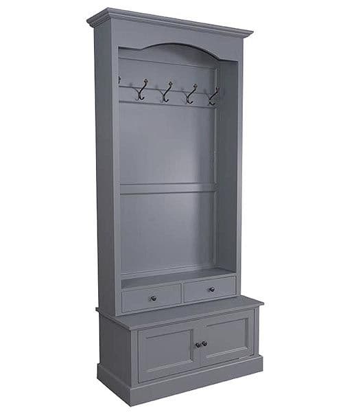 Custom-painted Breton panelled two drawer hall stand