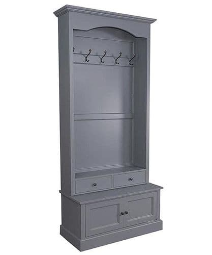 Custom-painted Breton panelled two drawer hall stand