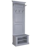 Custom-painted narrow French Empire  panelled  hall stand with shoe storage