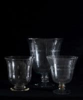 Etched glass large bell vases - set of 3