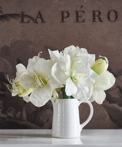 Faux amaryllis in white jug - SOLD