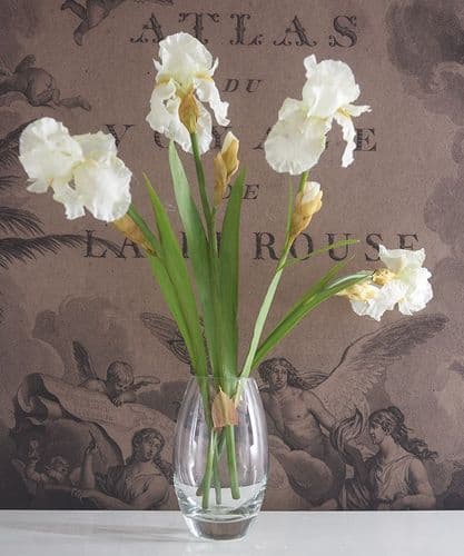 Faux white flag irises in vase - SOLD