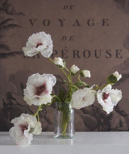 Faux white poppy arrangement