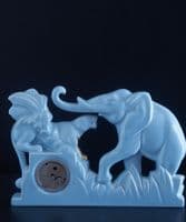 French Art Deco elephant & big-cat mantel clock