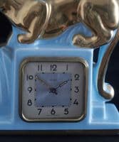 French Art Deco elephant & big-cat mantel clock