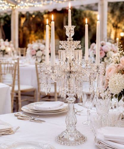 French Crystal Glass Candelabra