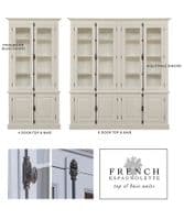 French Espagnolette top & base bookcase cabinets