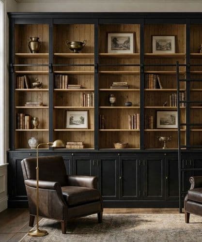 French Manoir library ladder modular bookcases