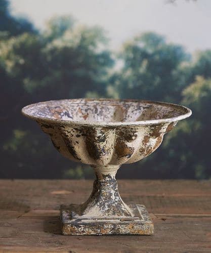 Georgian distressed metal pedestal vase - SOLD