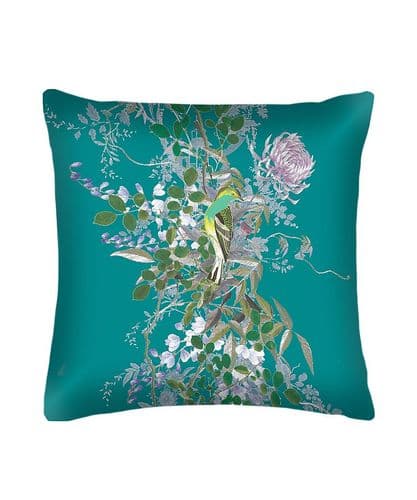 Jardin des Oiseaux Bleu d'Orient 50 x 50 velvet cushion