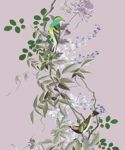 Jardin des Oiseaux/Lilas linen mix by the metre