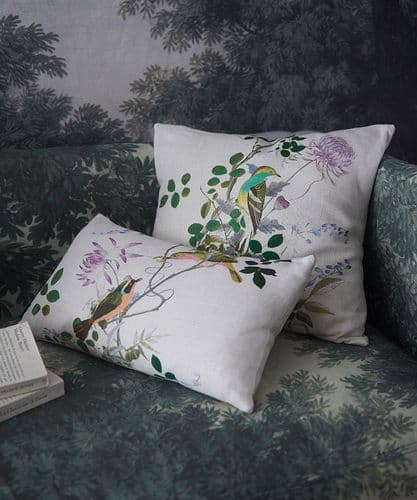 Jardin des Oiseaux Natural 50 x 50 linen cushion