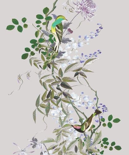 Jardin des Oiseaux Natural linen by the metre