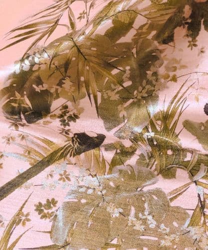 Leaferie/Gold on Blush velvet by the metre