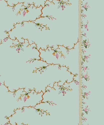 NEW Broderie Vignes velvet - Eau de Nil/Multi