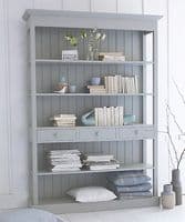 New Country custom-painted or wood finish open shelf dressers
