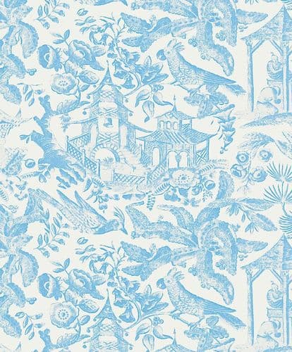 Pagodas/China Blue linen mix