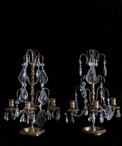 Pair of brass girandole candelabras - SOLD
