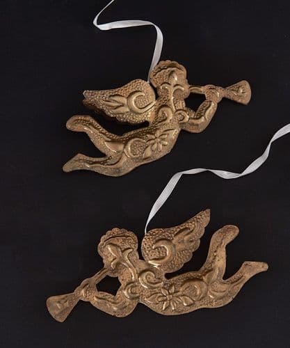 Pair of gold embossed cherubs - SOLD
